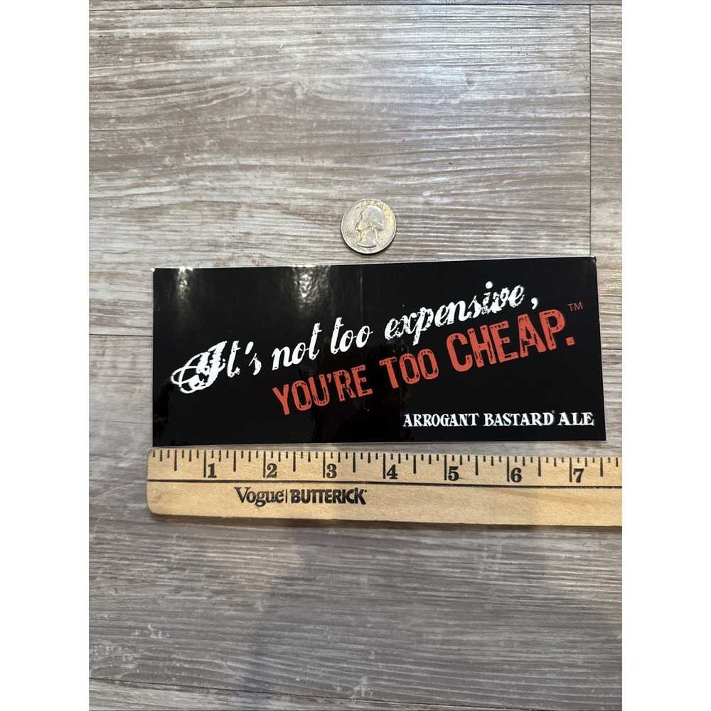 Stone Brewing Co. Beer Sticker 7" X 3" ARROGANT BASTARD ALE- Not Expensive Cheap